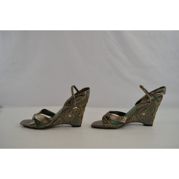 Hilary Radley Embroidered Wedges Slingback Open Toe Sandals Size 9M - Picture 5 of 9